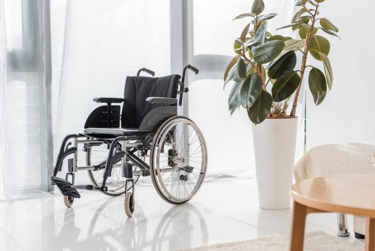 empty wheelchair in nursing home