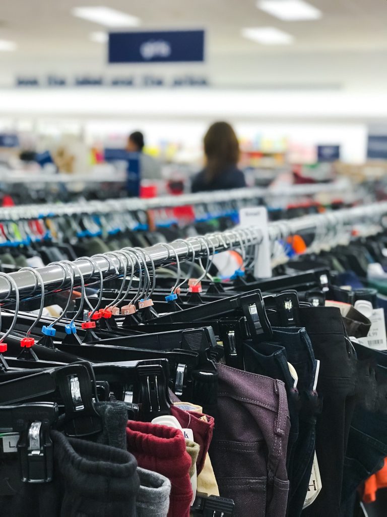 Retail store with racks of clothes
